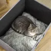 PawHut 2-IN-1 Katzenhöhle Fußhocker mit Kissen Holzbeine Produktbild-Vorschau 9