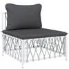 vidaXL 6 tlg. Garten Lounge Set mit Kissen Weiß Stahl - Produktbild-Vorschau 5