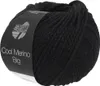 A ball of black yarn with a label. Produktbild-Vorschau