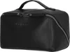 A black leather toiletry bag with a handle and zipper closure. Voir les images du produit
