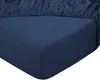 A close-up view of a dark blue fitted sheet. Produktbild-Vorschau