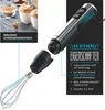 A collage featuring an immersion blender, its whisk attachment, and ingredients for Dalgona coffee. Produktbild-Vorschau
