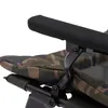 Close-up of the armrest and seat of a camouflage fishing chair. Produktbild-Vorschau