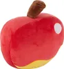 A plush toy shaped like an apple with a brown stem and a white circle on its side. Voir les images du produit