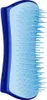 A close-up studio shot of a blue and light blue pet grooming brush. Podgląd zdjęcia produktu