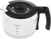 A clear glass coffee pot with a black lid and handle. Anteprima dell’immagine prodotto
