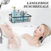 A woman is relaxing in a bubble bath next to a shower caddy filled with toiletries. Produktbild-Vorschau