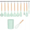 Set ustensiles cuisine 12 pièces silicone bambou vert Voir les images du produit 6