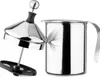 A stainless steel milk frother with its lid and plunger mechanism detached. Produktbild-Vorschau