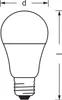 A line drawing of an LED light bulb with dimensions indicated by 'd' and a vertical line with a dash. Produktbild-Vorschau