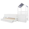 Merax Kinderbett 90x200 cm mit Ausziehbett 90x190, Hausbett Produktbild-Vorschau 9