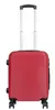 A red suitcase with a telescopic handle and wheels, presented against a white background. Produktbild-Vorschau