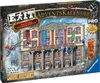 The image shows the front of a board game box, depicting a museum building with banners and flying pigeons. Produktbild-Vorschau