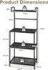 A diagram showing the dimensions of a black metal shelving unit. Náhled obrázku produktu