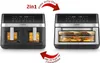 Two air fryers shown side-by-side, demonstrating different configurations and functions. Produktbild-Vorschau