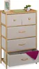 Commode Relaxdays, bambou, 5 tiroirs en tissu, entrée, Voir les images du produit 1
