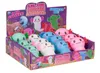 A display box filled with colorful squishy axolotl toys, with a hand squeezing one of the toys in the background. Produktbild-Vorschau