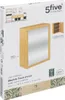 Product packaging for a mirror cabinet, showing a depiction of the product and related bathroom furniture. The packaging also includes branding and product details. Podgląd zdjęcia produktu