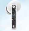 Close-up of a white wireless earbud with a transparent section showing internal circuitry and a Bluetooth 5.2 display. Náhled obrázku produktu
