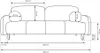 A line drawing diagram of a sofa with dimensions indicated by arrows and text. Produktbild-Vorschau