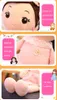 A collage of images showcasing a plush doll, highlighting its features and details. Náhled obrázku produktu