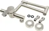 A silver pot filler faucet with its accessories laid out on a white background. Podgląd zdjęcia produktu