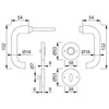 Technical drawing with dimensions of a door handle set. Anteprima dell’immagine prodotto