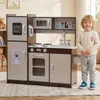 Drevená kuchynka na hranie Baby Vivo - Toni v hnedej farbe Náhľad obrázku produktu 1