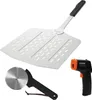 A set of pizza-making tools including a pizza peel, a pizza cutter, and an infrared thermometer, displayed against a white background. Anteprima dell’immagine prodotto