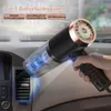 Schwarzer und roségoldener 3-in-1-Autostaubsauger mit blauem LED-Licht, in einer Hand im Auto gehalten, reinigt eine Lüftungsöffnung Náhľad obrázku produktu