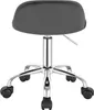 A studio shot of a dark gray office stool with a low backrest and wheels. Produktbild-Vorschau