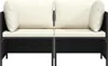 vidaXL 2-Sitzer-Gartensofa mit Kissen Schwarz Poly Rattan Produktbild-Vorschau 3