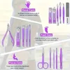 16-teiliges Premium Nagelpflege-Set aus Edelstahl lila Produktbild-Vorschau 3