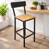 Hoker barowy z oparciem loft dąb czarny metal taboret do Podgląd zdjęcia produktu 5