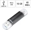 Hama USB-Stick Laeta Twin, USB 3.0, 16 GB, Schwarz Produktbild-Vorschau 2