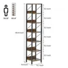 Schmales Bücherregal 30x30x168 cm Standregal Metall Holz Produktbild-Vorschau 2
