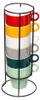 Juego de 6 tazas de capuchino de colores + soporte metálico Vista previa de la imagen del producto 9