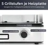 Close-up of a grill with text overlays highlighting features. Produktbild-Vorschau