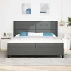vidaXL Skříňová postel s matrací tmavě šedá 200 x 200 cm Náhled obrázku produktu 3