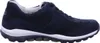 A side view of a navy blue sneaker with white accents and a grey sole. Voir les images du produit