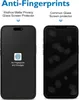 Comparison of a matte privacy screen protector with a common glass screen protector on two phones. Produktbild-Vorschau