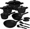 A collection of black cookware and kitchen utensils arranged on a white background. Náhled obrázku produktu