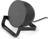A black wireless charging stand is shown on a white background. Produktbild-Vorschau