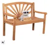 Gartenbank Teakholz 120 cm mit Motiv-Rückenlehne – massiv, Produktbild-Vorschau 1