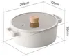 A diagram showing the dimensions of a pot with a glass lid and wooden handle. Produktbild-Vorschau