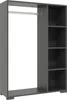A dark gray wardrobe with a hanging rail and shelves, shown against a white background. Náhled obrázku produktu