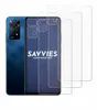 A smartphone and several screen protectors are displayed against a white background. The smartphone is dark blue and shows its rear camera module. The screen protectors are transparent and arranged in front of the phone's screen, with outlines indicating w Produktbild-Vorschau