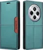 A teal flip wallet phone case for a Xiaomi Redmi 14C is shown from the front and back. Produktbild-Vorschau