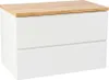 A white bathroom cabinet with a wooden top, shown from the front. Anteprima dell’immagine prodotto