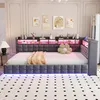 Merax Polsterbett Schlafsofa 90x200cm mit LED-Beleuchtung, Produktbild-Vorschau 3